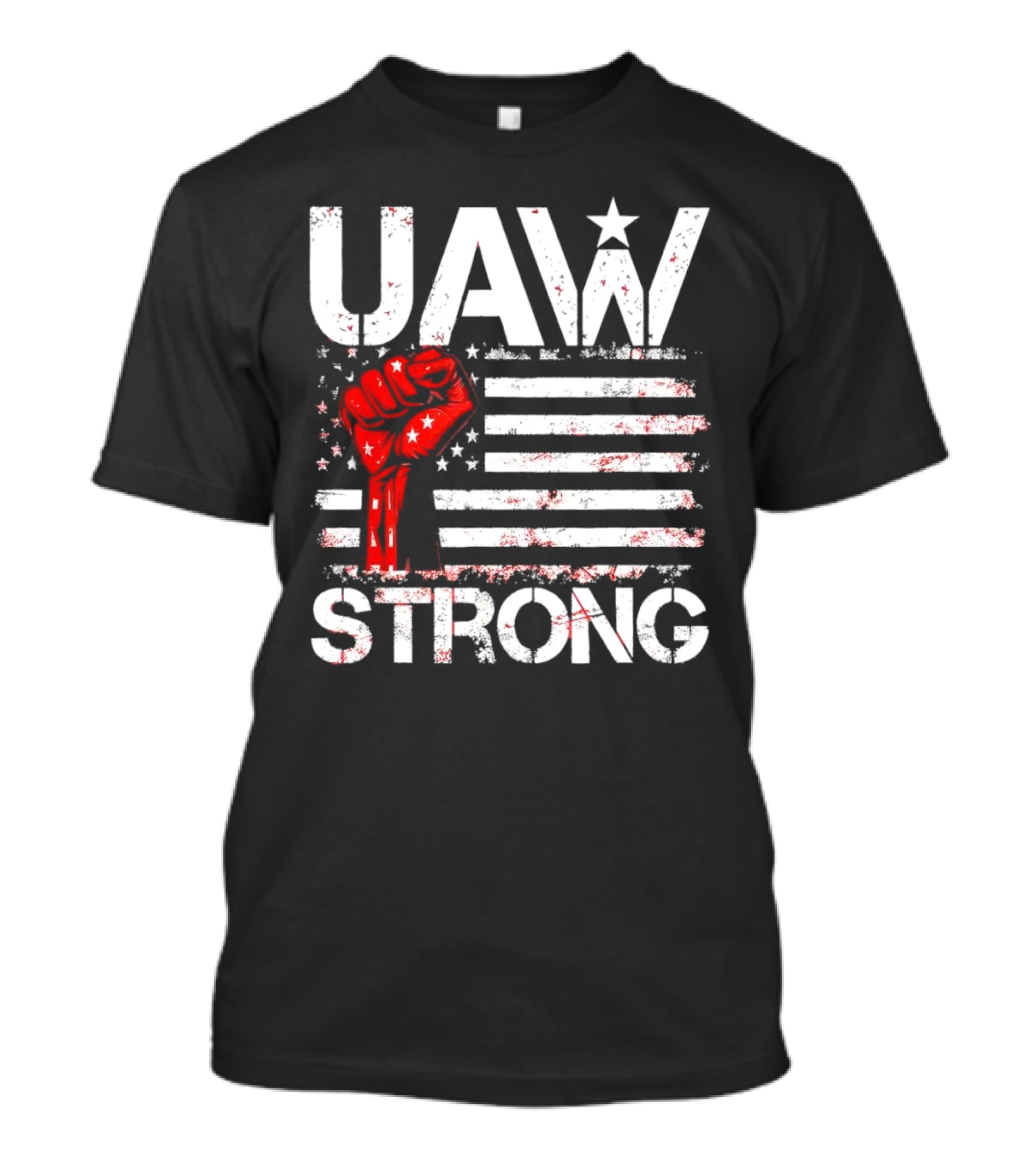 UAW Strong Red Fist American Flag T-Shirt