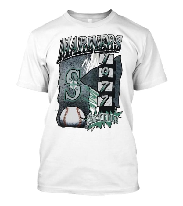 Seattle Mariners 1977 Vintage Overspray Baseball Logo Seattle T-Shirt