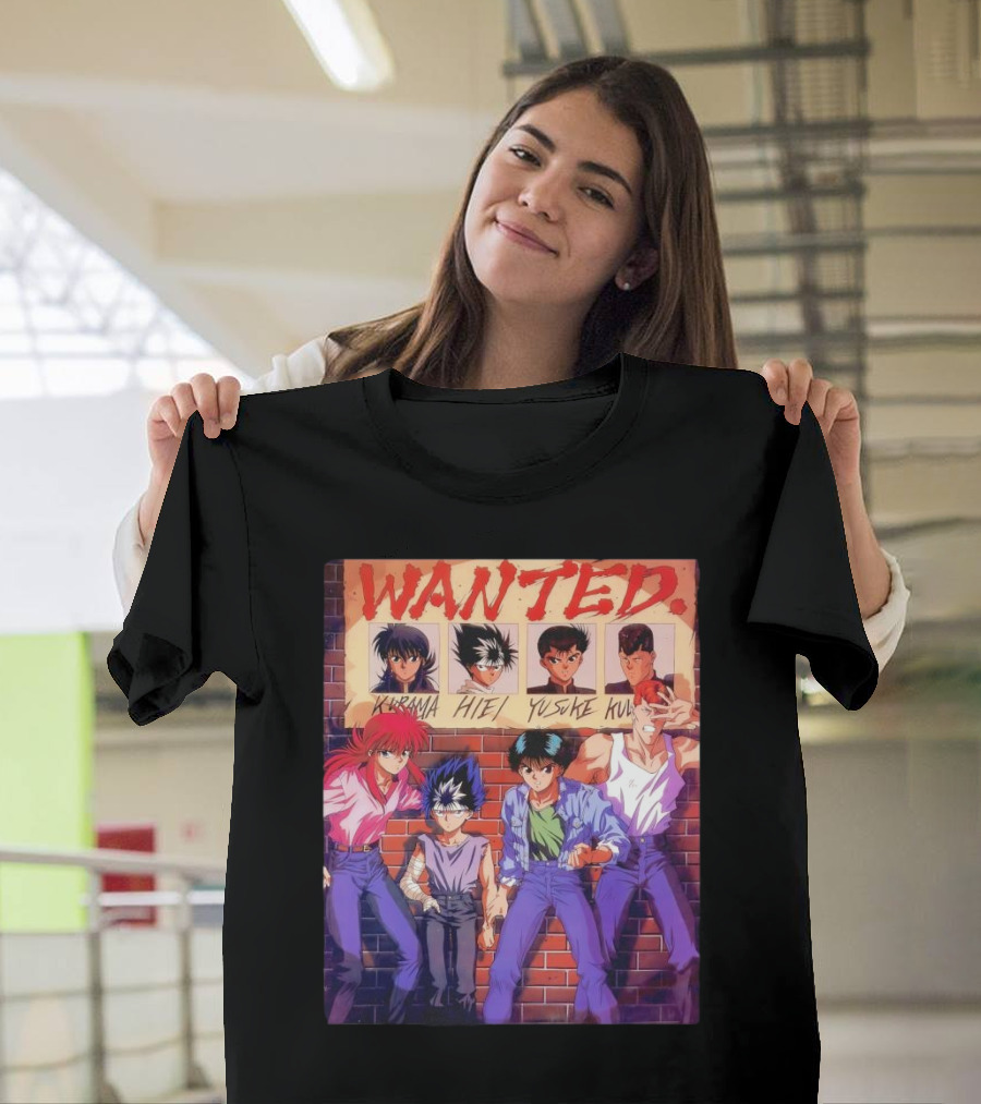 Yu Yu Hakusho 1992 Wanted Kurama Hiei Yusuke Kuwabara T-Shirt