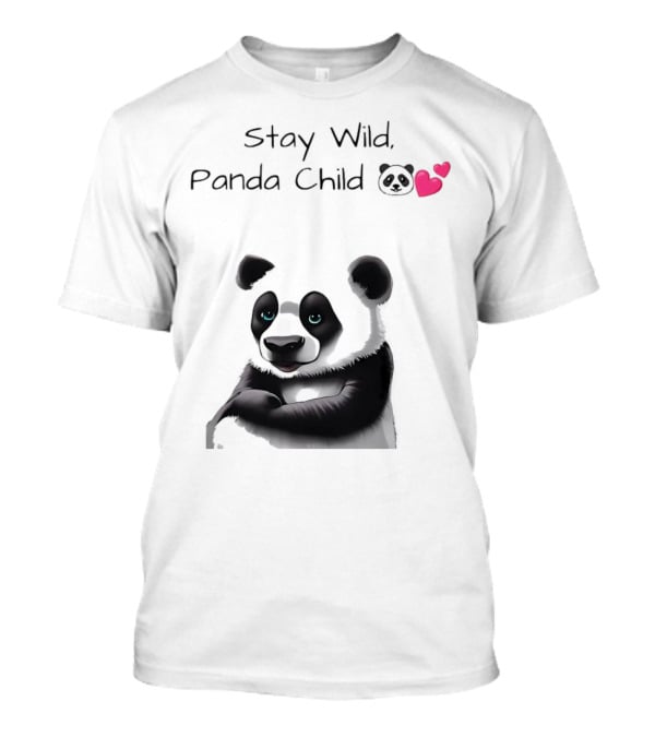 Stay Wild Panda Child Cute Emoji Panda Hearts T-Shirt