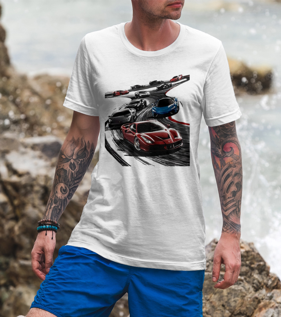 Furious Speed Race Cars Ferrari Lamborghini McLaren Track Racing T-Shirt
