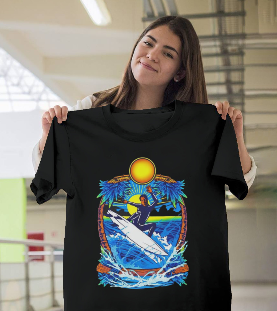Chill with Water Surfing Under the Sun and Palm Trees T-Shirt