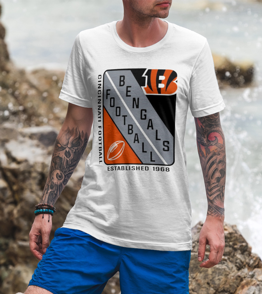 Cincinnati Bengals Football Shield Established 1968 Football Bengals Cincinnati Football T-Shirt