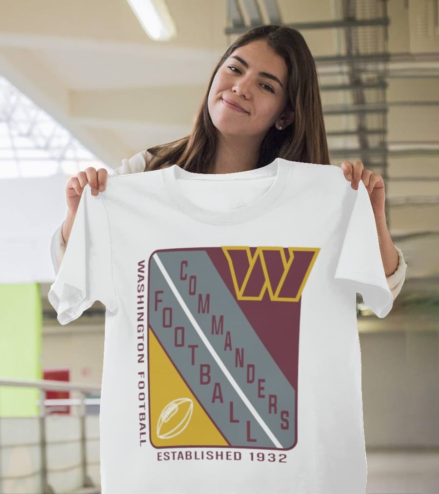 Washington Football Commanders Shield Football Established 1932 T-Shirt
