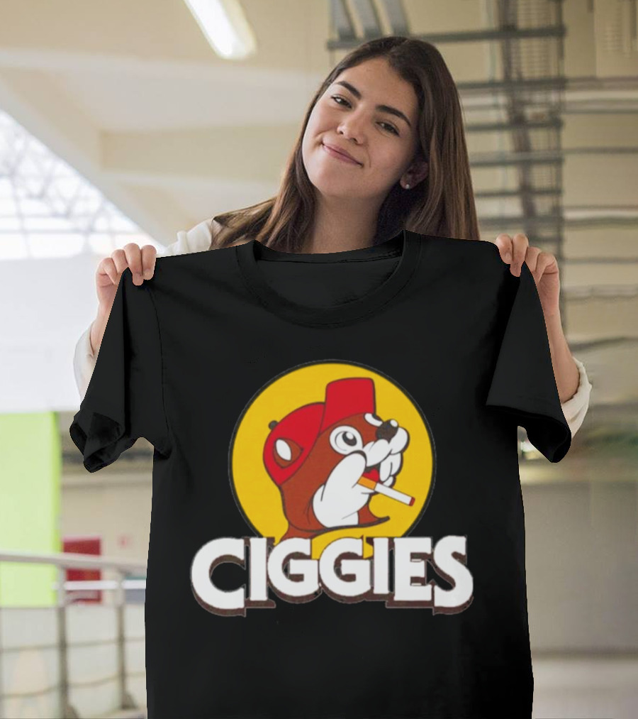 Ciggies Beanie Cap Cartoon Rodent Smoking T-Shirt