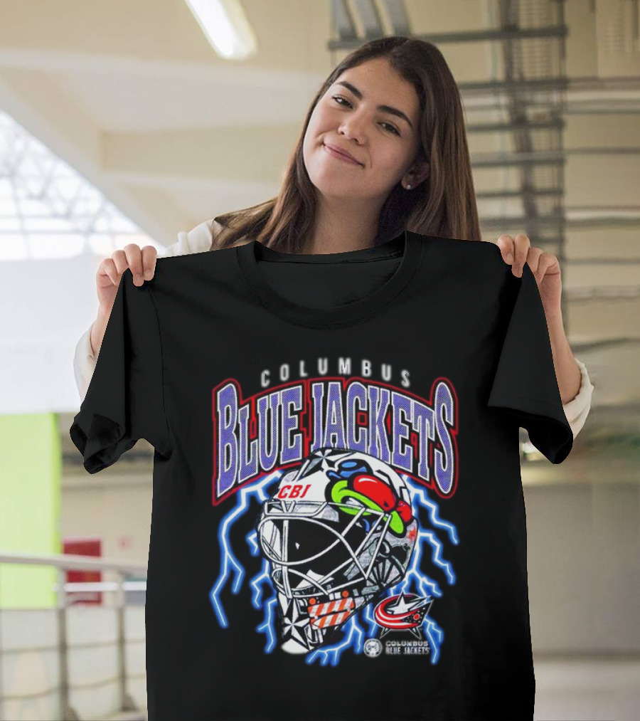 Columbus Blue Jackets CBJ Lightning Goalie Mask T-Shirt