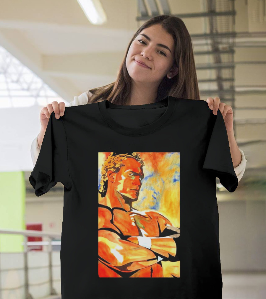 Sid Eudy WWE Portrait with Fiery Background T-Shirt
