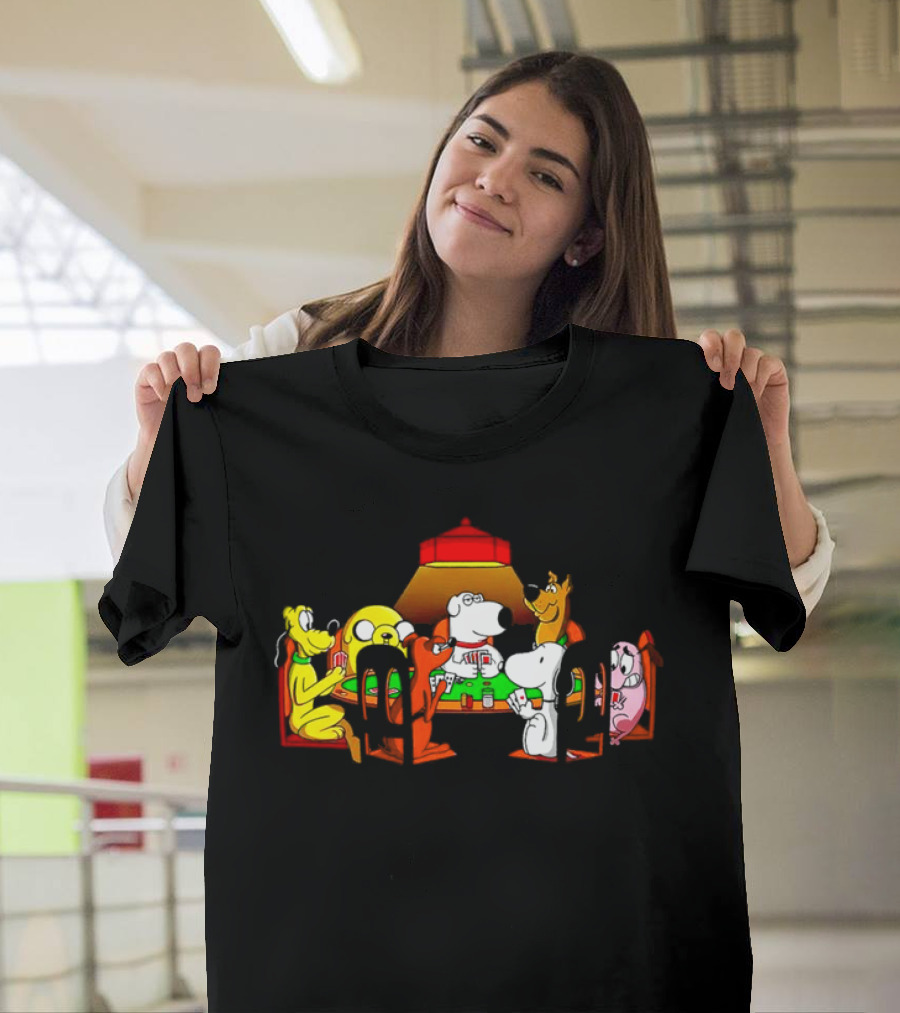 Snoopy And Dog Friends Poker Night Iconic Cartoon Characters T-Shirt