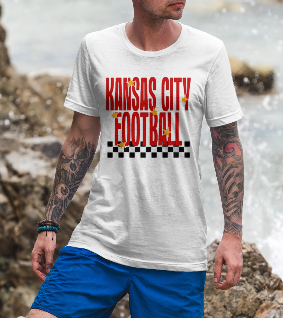 KANSAS CITY FOOTBALL Red Stars Checkerboard Deep Heather T-Shirt