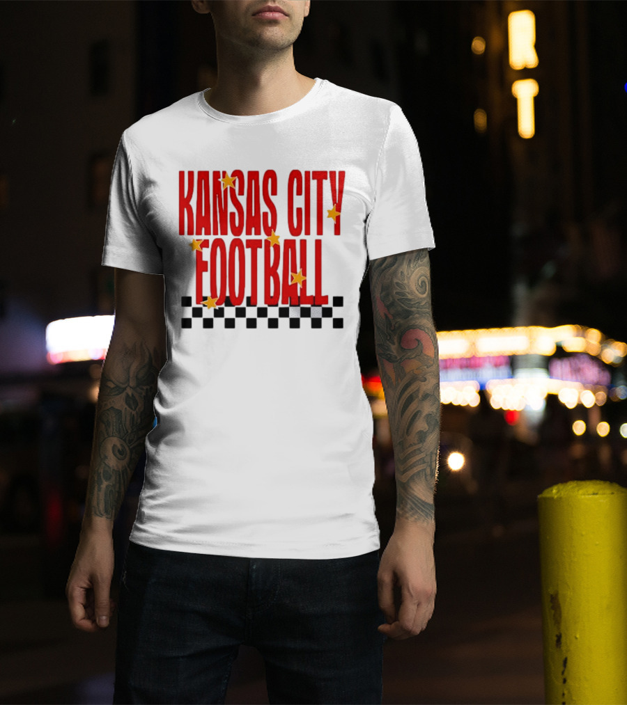 KANSAS CITY FOOTBALL Red Stars Checkerboard Deep Heather T-Shirt