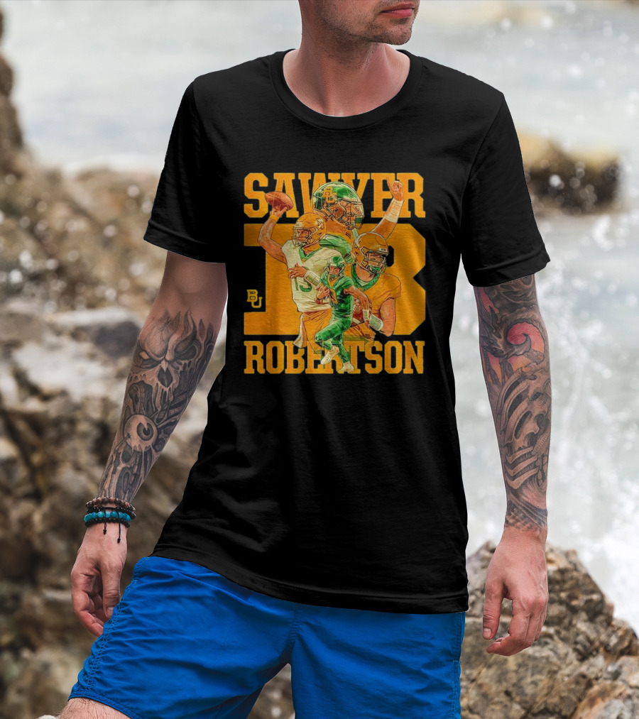 Baylor Bears Sawyer Robertson 13 Football Quarterback BU T-Shirt