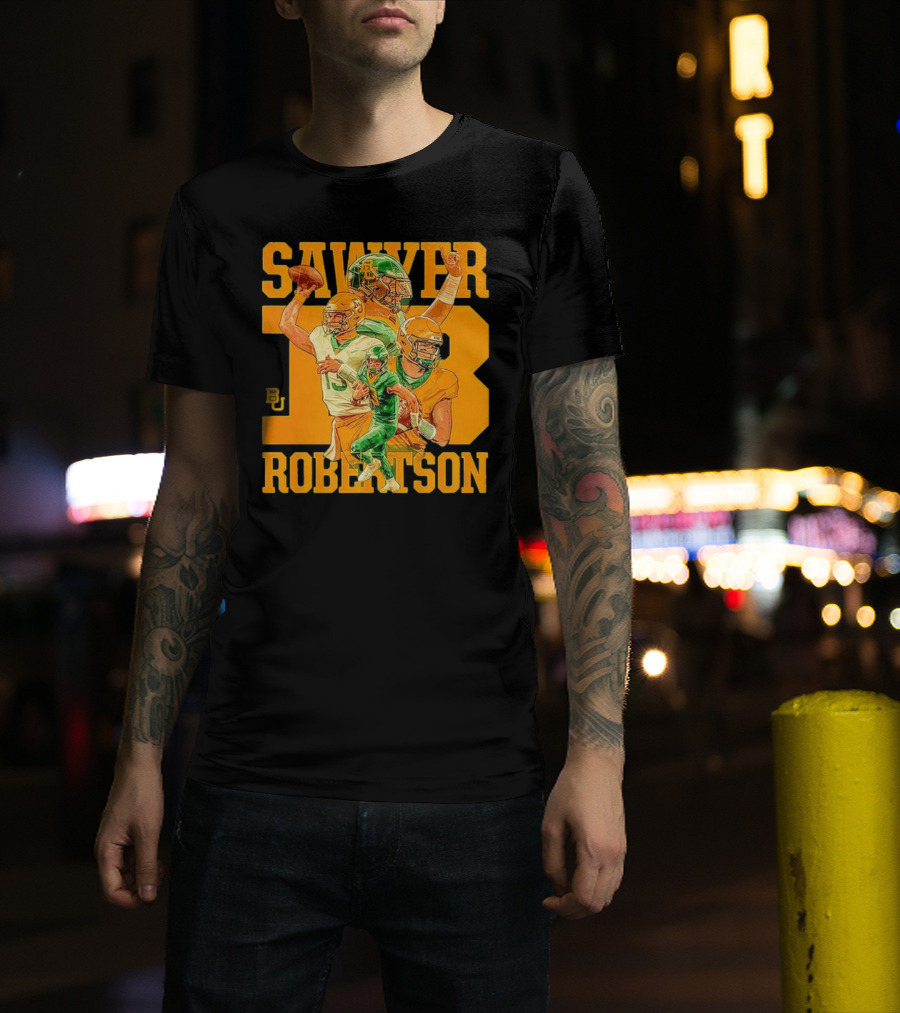 Baylor Bears Sawyer Robertson 13 Football Quarterback BU T-Shirt