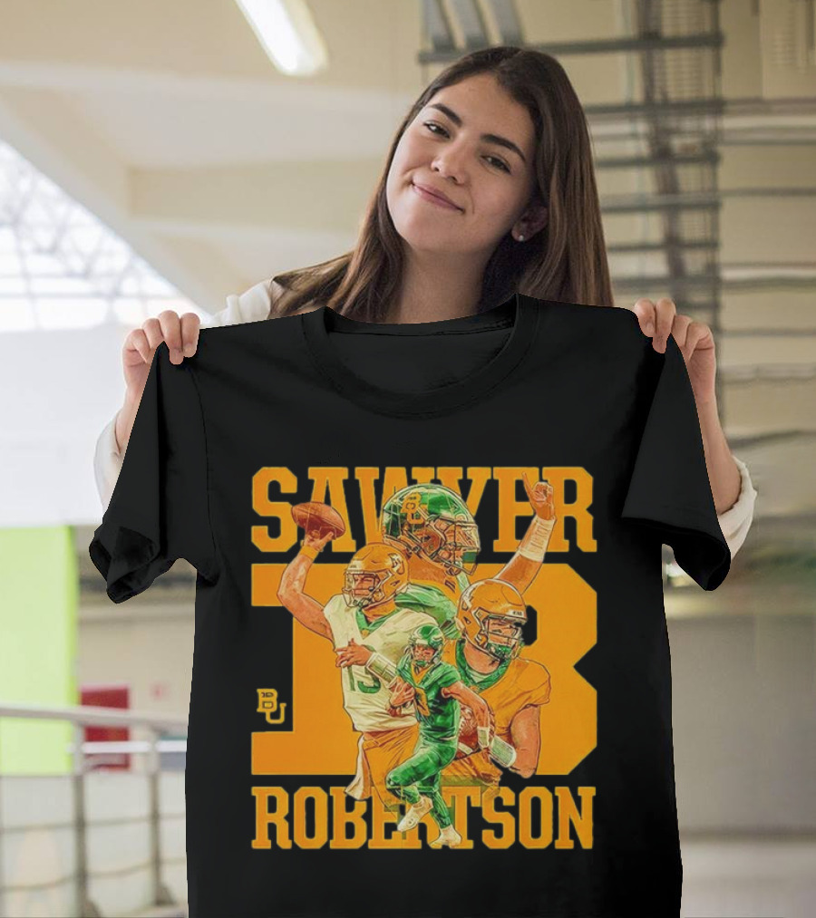 Baylor Bears Sawyer Robertson 13 Football Quarterback BU T-Shirt