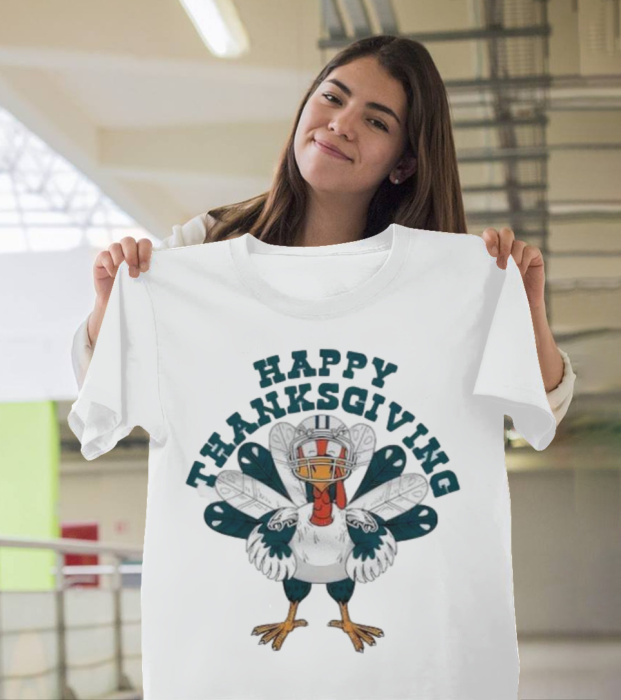 Philadelphia Eagles Turkey Happy Thanksgiving Football T-Shirt