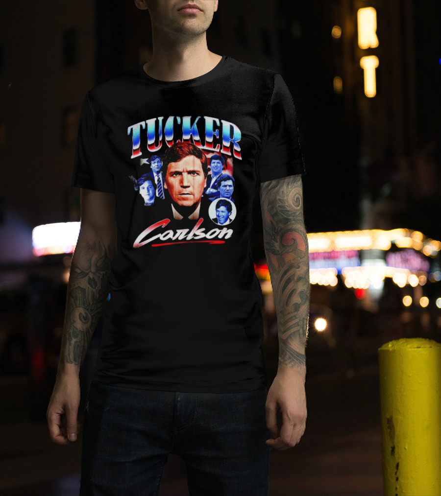 Tucker Carlson Stars And Stripes Faces T-Shirt