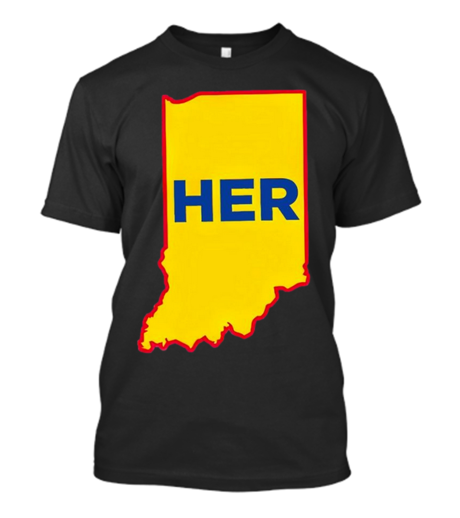 Caitlin Clark Indiana Fever Her State Yellow Map With Blue HER T-Shirt