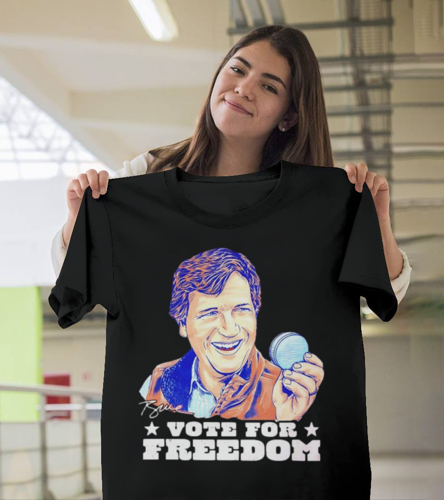 Tucker Carlson Vote for Freedom Signature Holding Macaron T-Shirt