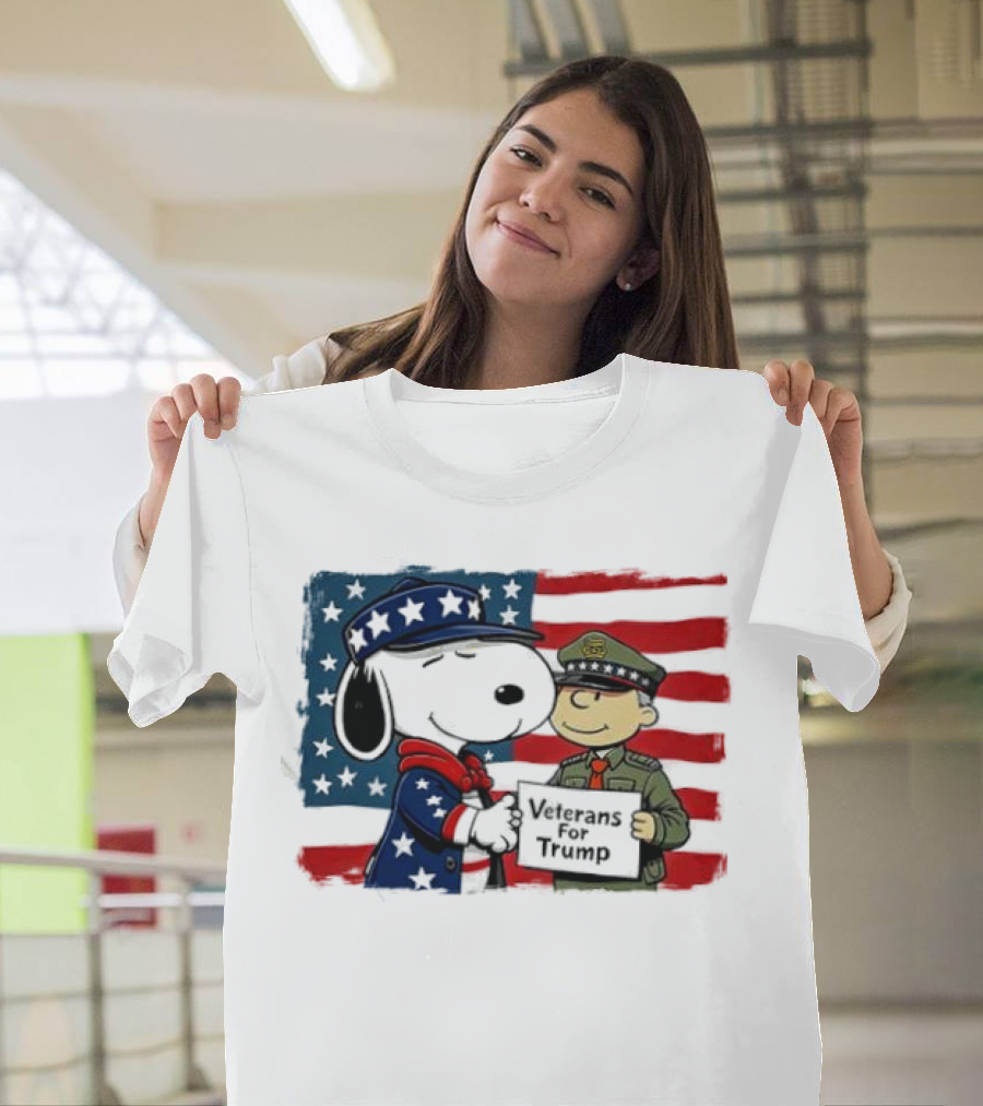Veterans for Trump Snoopy Patriotic Flag Police Cartoon T-Shirt