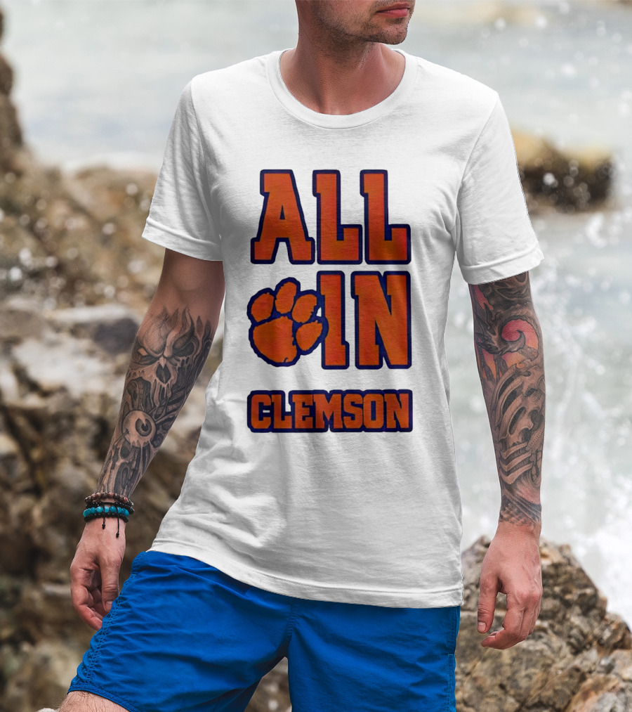 All In Clemson Tigers Football Paw T-Shirt