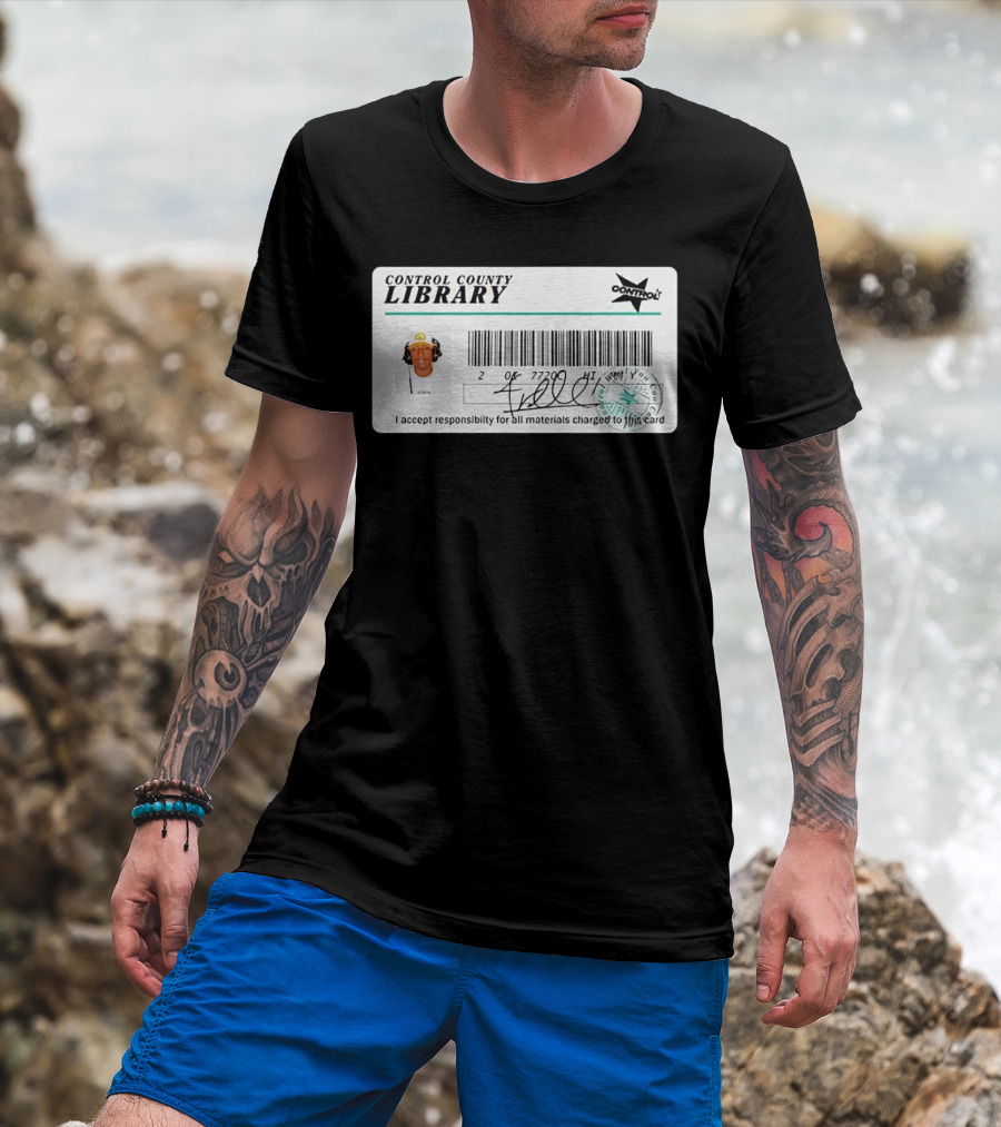 Control County Library Card Design With Signature And Photo T-Shirt