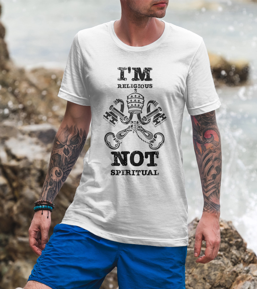 I'm Religious Not Spiritual Papal Tiara And Crossed Keys T-Shirt