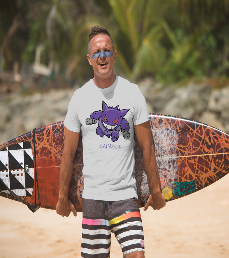 Pokemon Gengar Gainzgar Beast Lifting Dumbbells T-Shirt