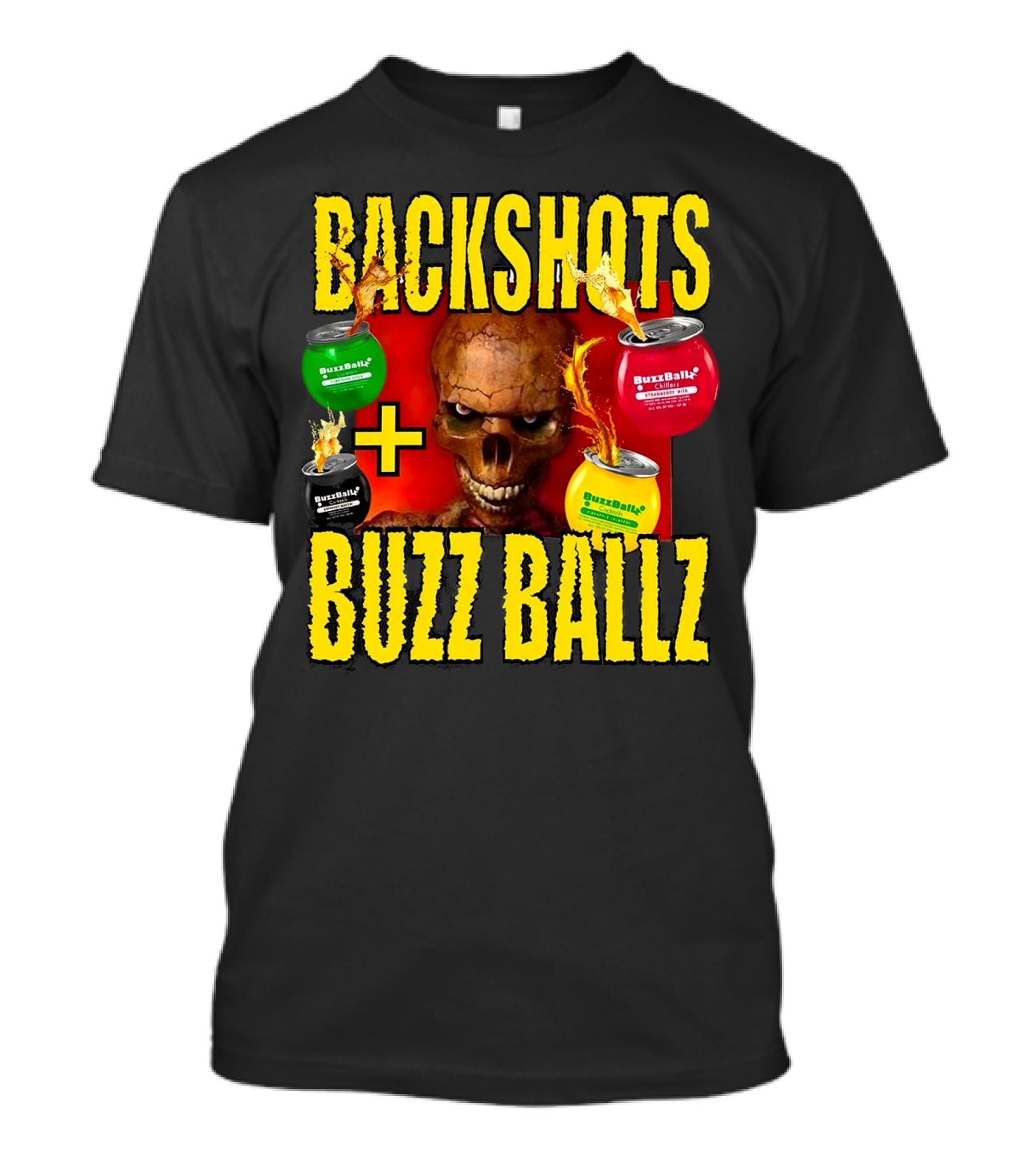 Backshots With Buzz Ballz Fiery Skeleton Combo T-Shirt