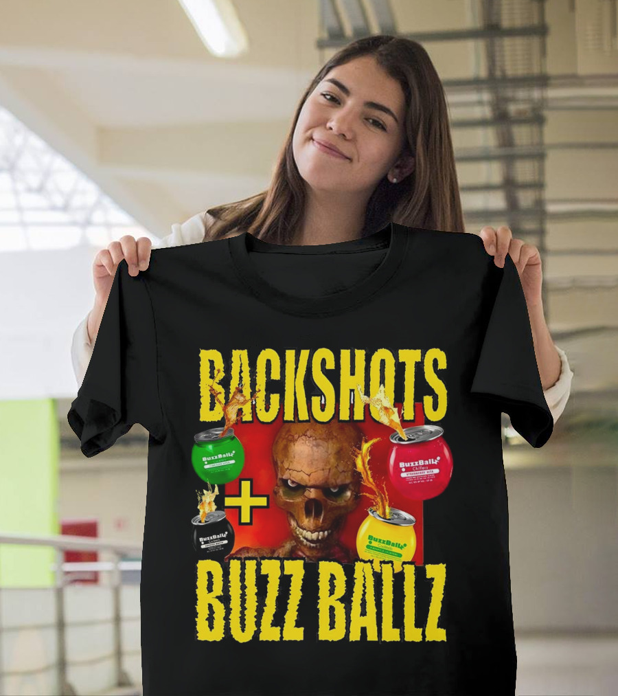 Backshots With Buzz Ballz Fiery Skeleton Combo T-Shirt