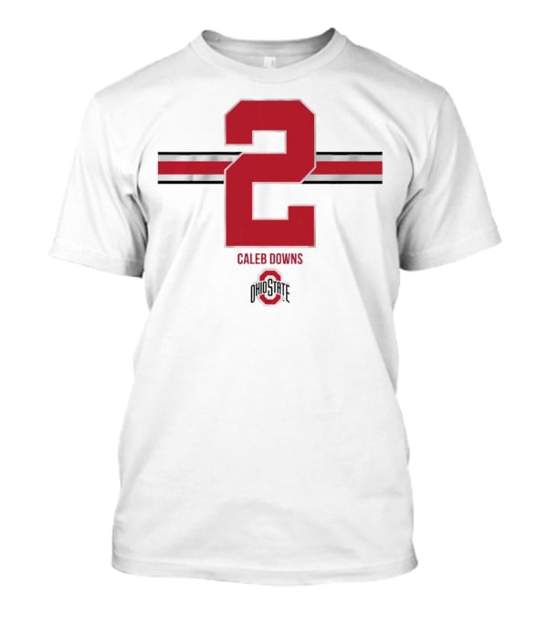 Caleb Downs Ohio State Buckeyes 2 Stripe Football T-Shirt