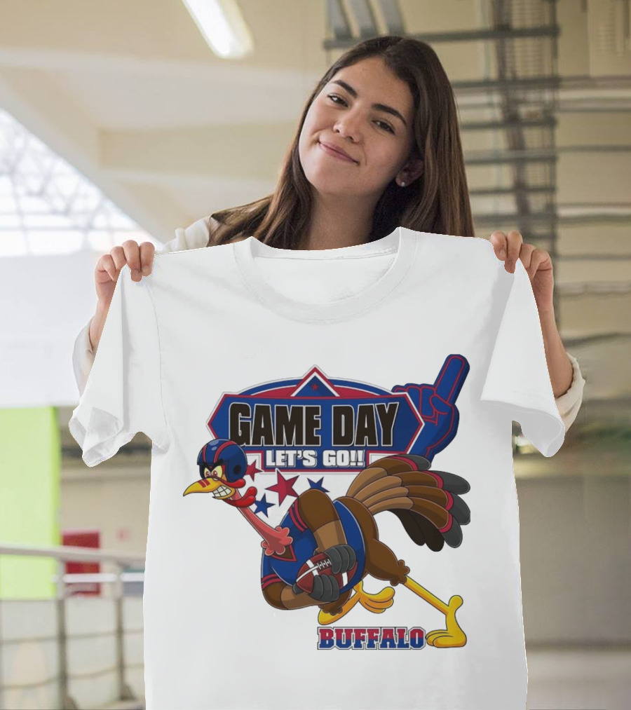 Game Day Let's Go Buffalo Football Turkey Mascot T-Shirt