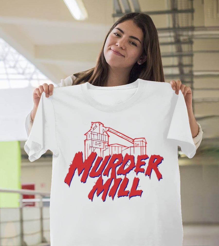 Murder Mill Haunted House Distressed Typography Iconic Building T-Shirt