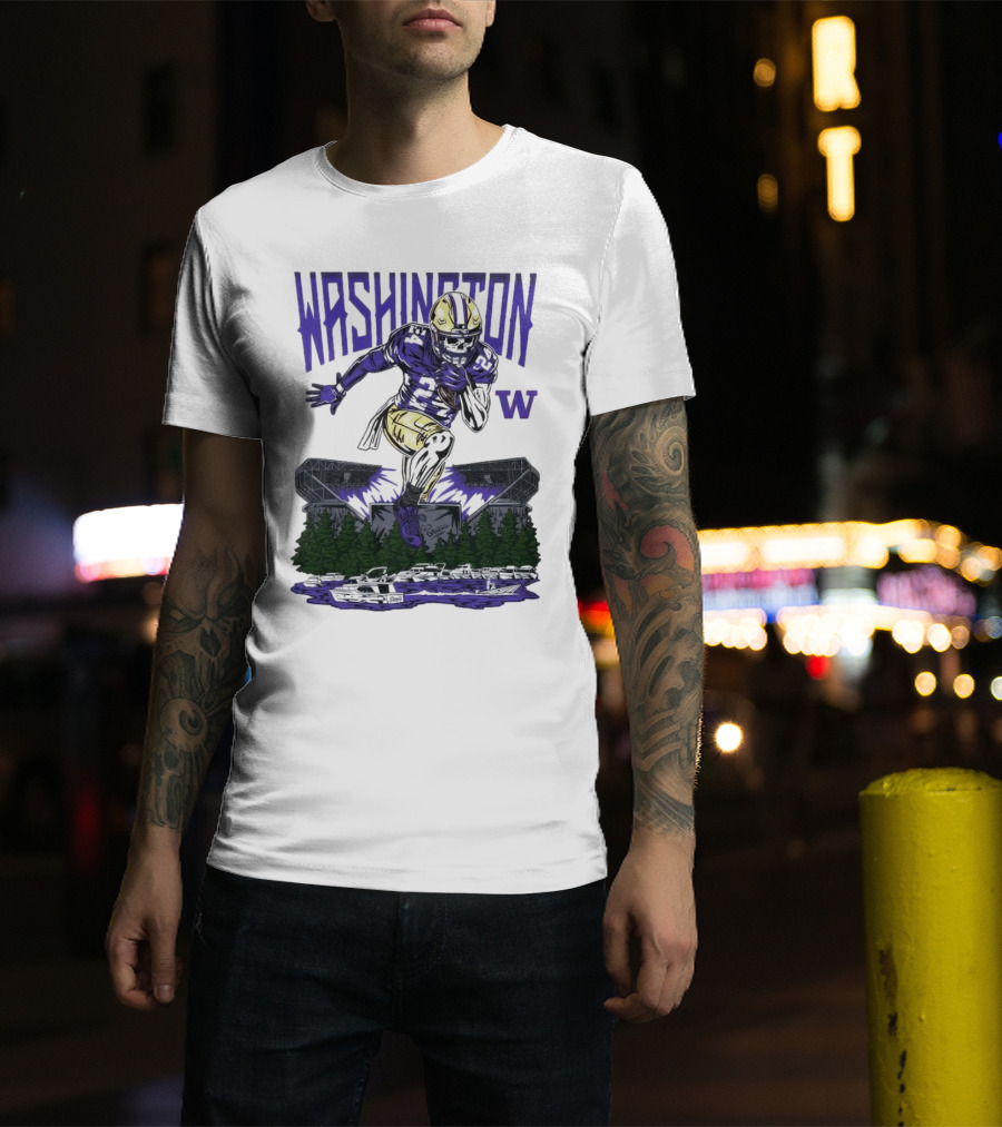 Washington Huskies Dawg Dash Immortal Football Stadium And Boats T-Shirt