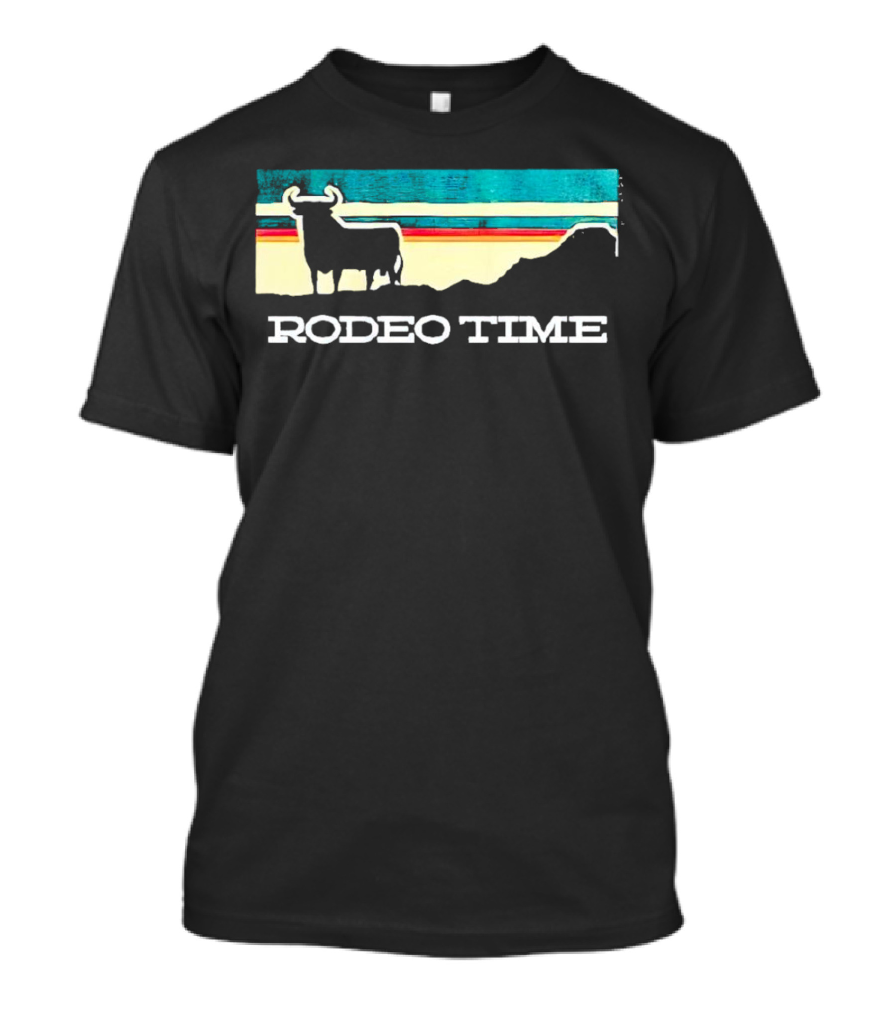 Rodeo Time Buffalo Silhouette Striped Sunset T-Shirt