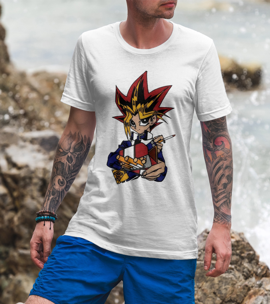 Yu-Gi-Oh Yugi Holding Cards With Millennium Puzzle T-Shirt