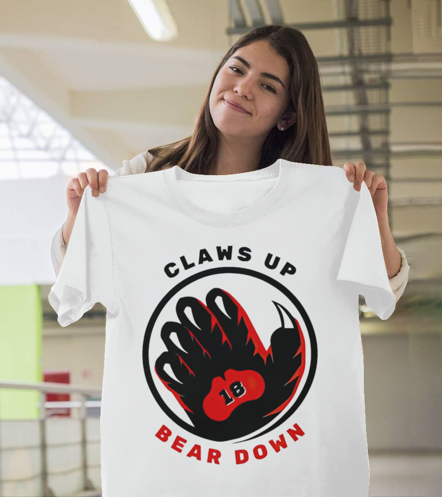 Claws Up Bear Down 18 Caleb Williams Chicago Bears T-Shirt