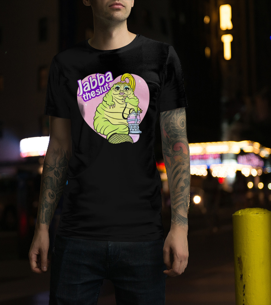 Jabba The Slut Parody Pink Heart Background T-Shirt