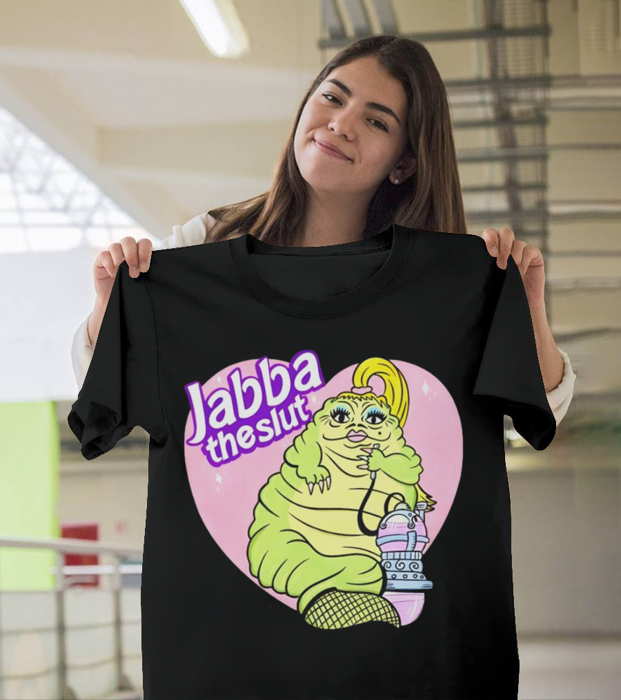 Jabba The Slut Parody Pink Heart Background T-Shirt