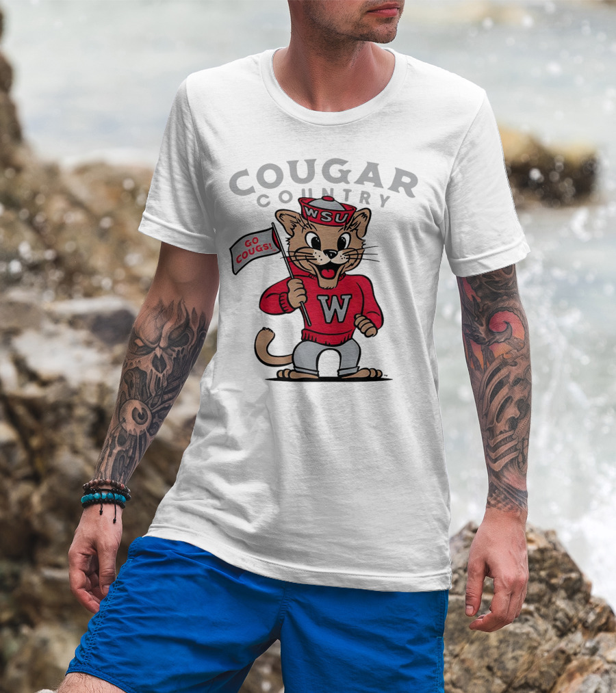 WSU Cougar Football Cougar Country Go Cougs Mascot T-Shirt