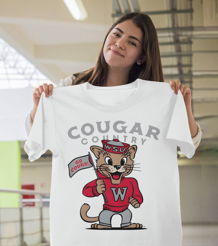 WSU Cougar Football Cougar Country Go Cougs Mascot T-Shirt
