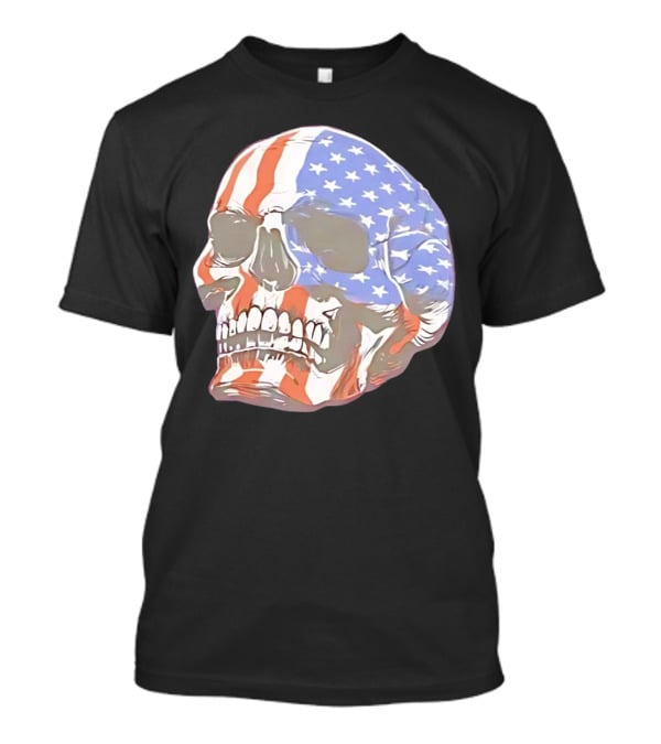 Skull With American Flag T-Shirt