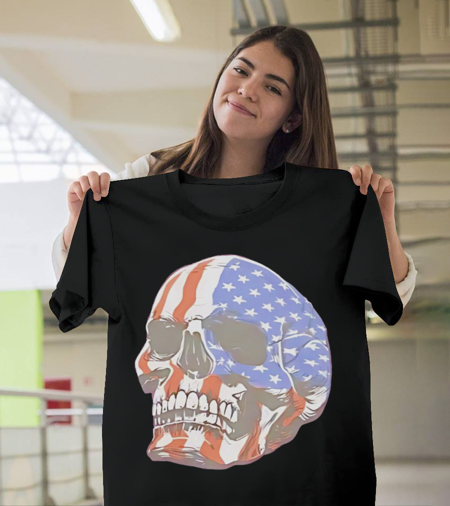 Skull with American Flag T-Shirt