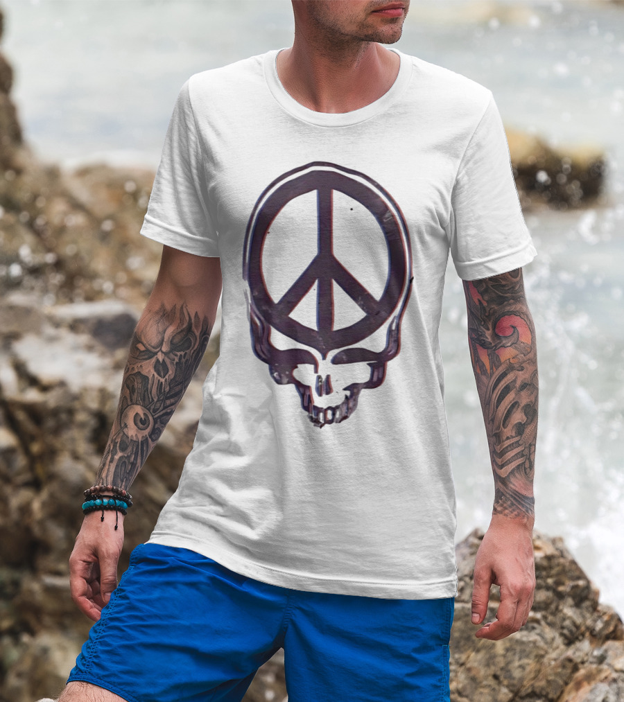 Peace Symbol Within Grateful Dead Skull T-Shirt