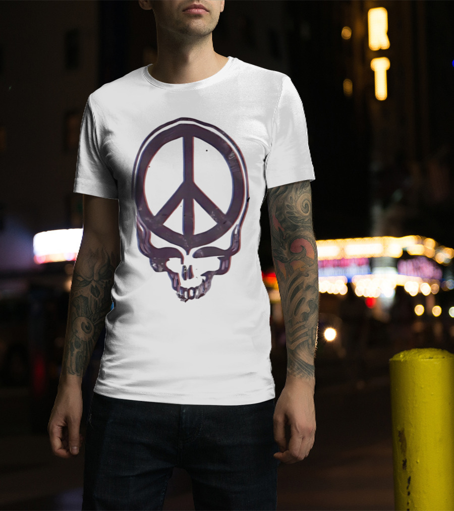 Peace Symbol Within Grateful Dead Skull T-Shirt