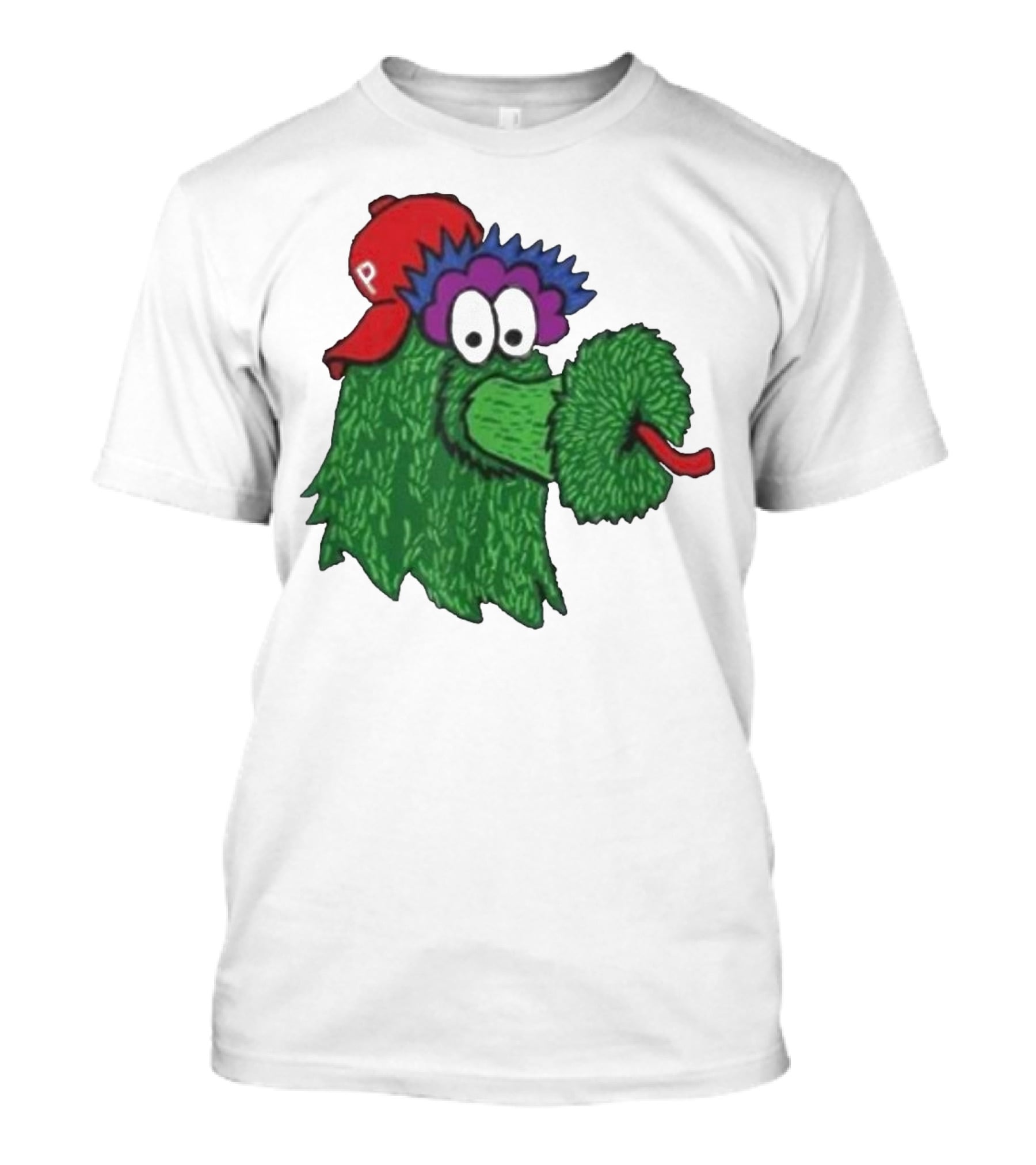 Phillie Phanatic Mascot Philadelphia Phillies Green Creature Red Cap T-Shirt