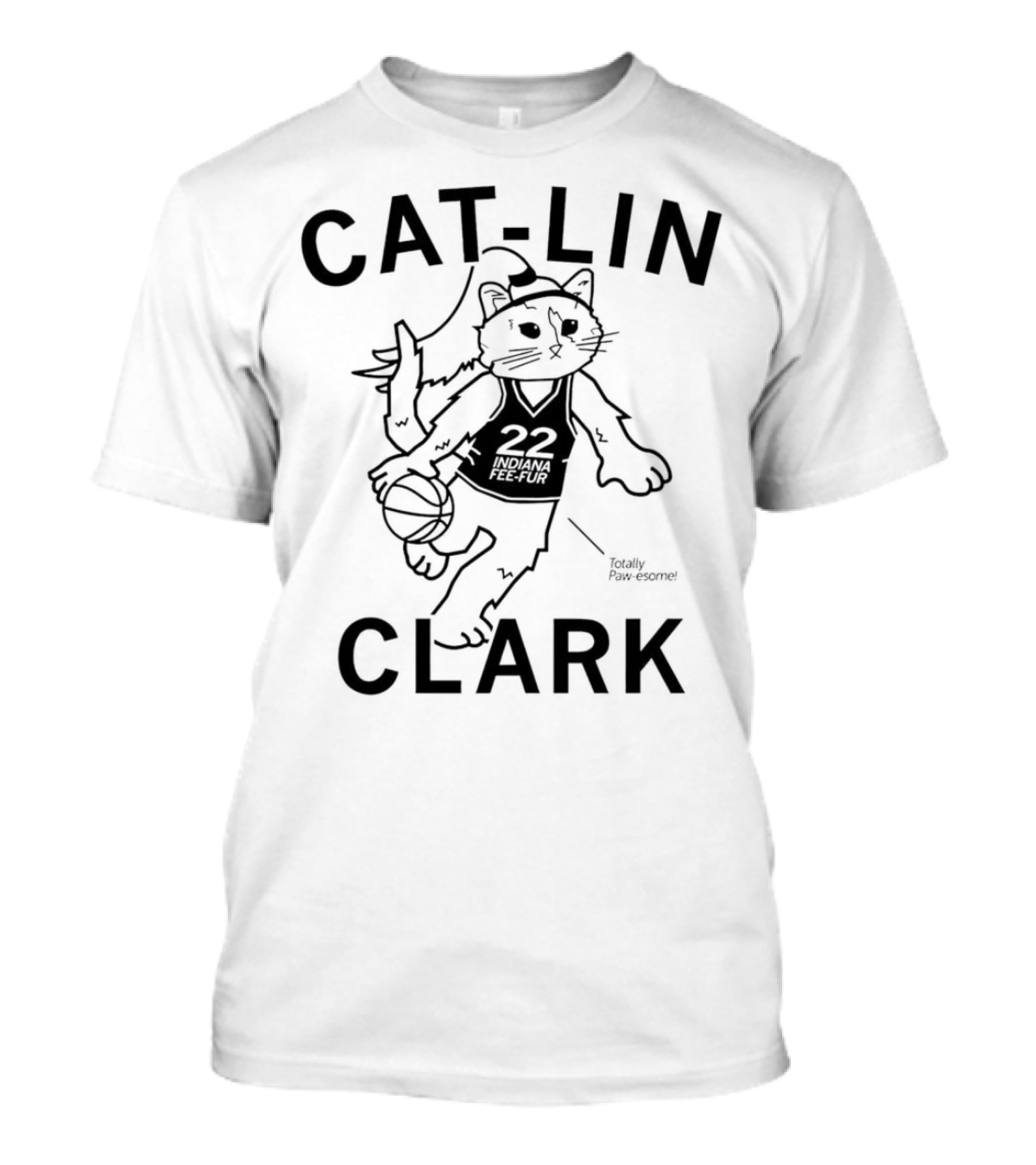 Cat-Lin Clark Indiana Fee-Fur Totally Paw-some 22 Basketball Cat T-Shirt