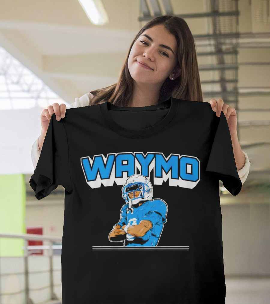 Waymo Football Player With Blue Jersey And Helmet T-Shirt