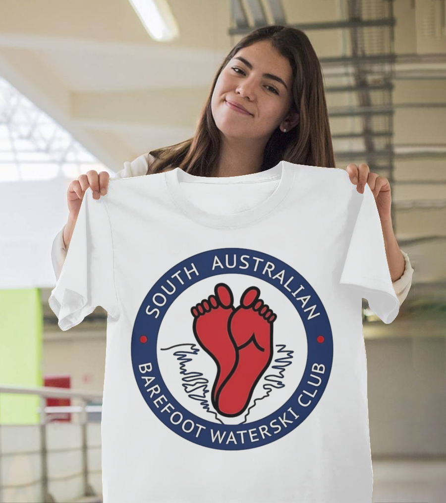 South Australian Barefoot Waterski Club Red Feet Logo Emblem T-Shirt