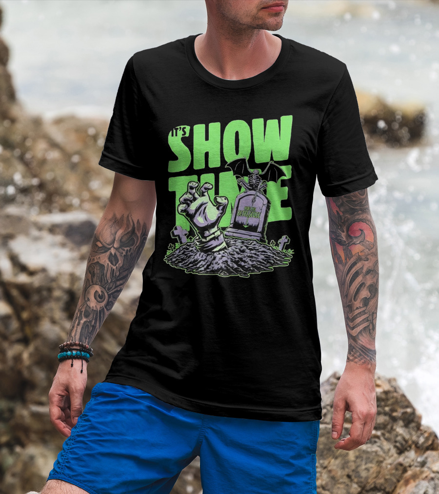 It's Showtime Here Lies Betelgeuse With Skeleton And Tombstone T-Shirt