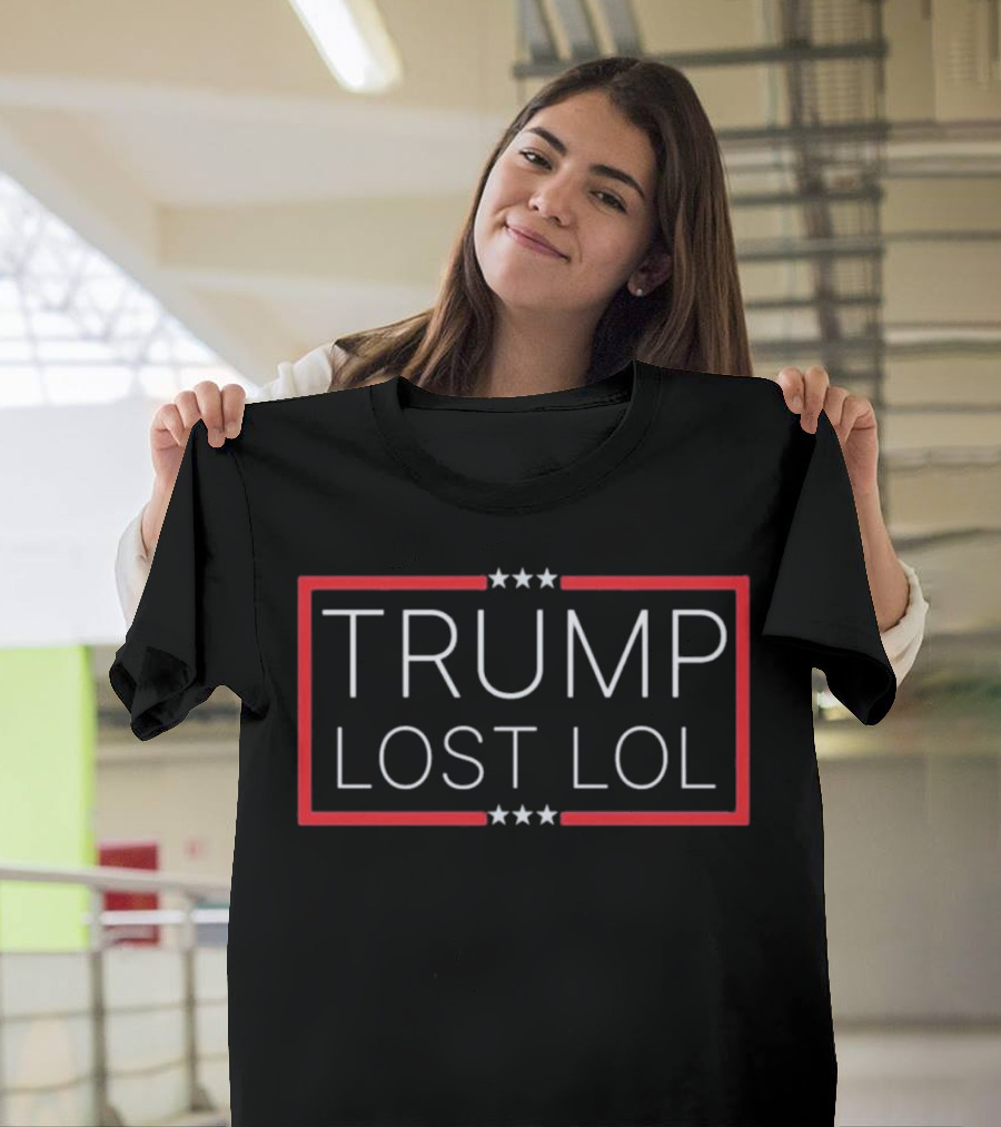 TRUMP LOST LOL Stars Framed Text T-Shirt