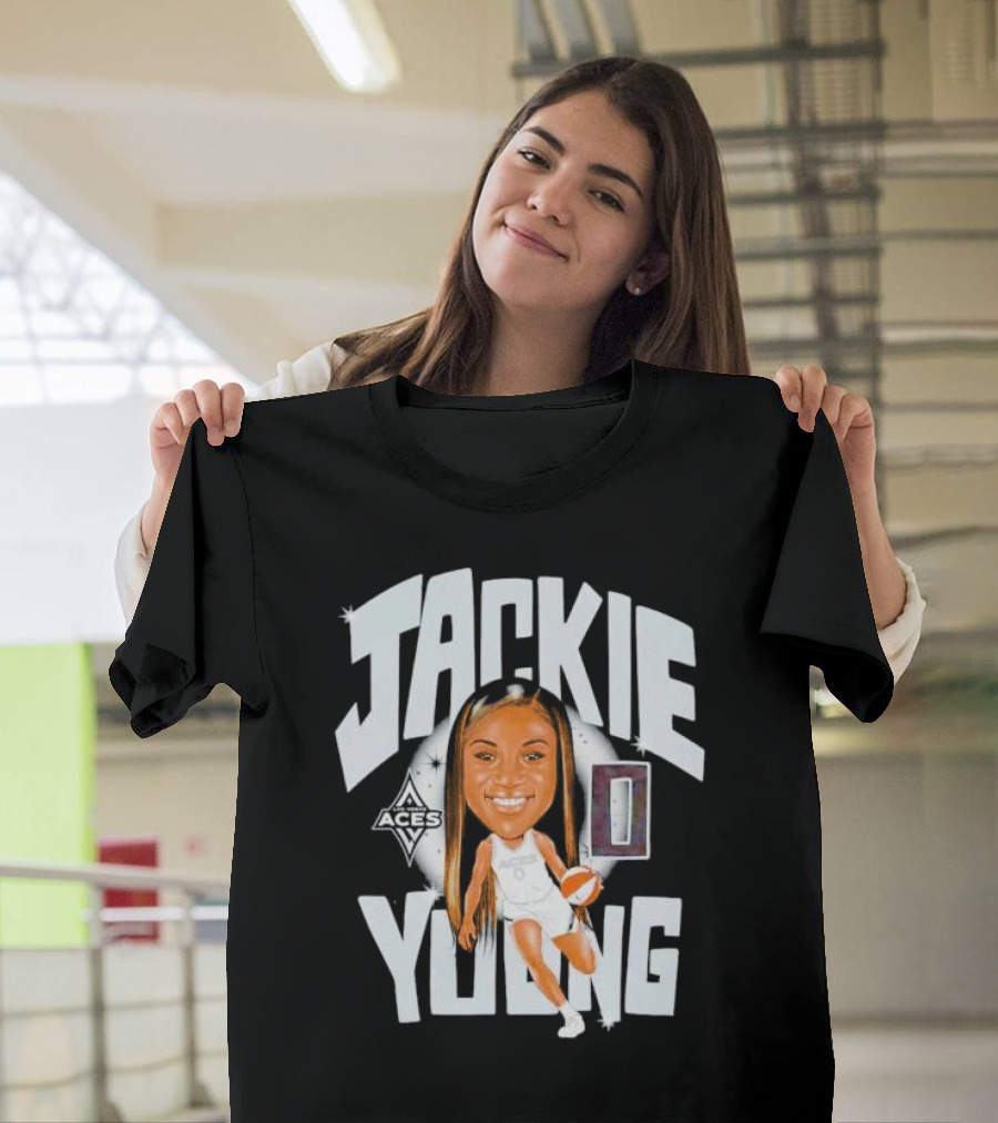 Jackie Young Las Vegas Aces Basketball Caricature T-Shirt